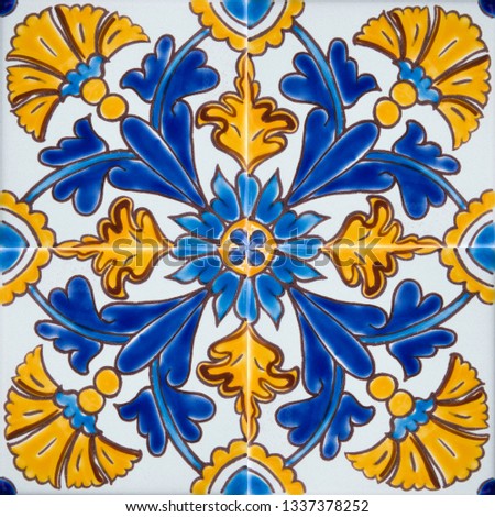 Detail of the traditional tiles from Mdina, Malta