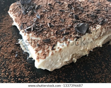 Chocolate tiramisu with white mascarpone cream