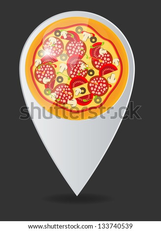  pizza map pointer vector illustration