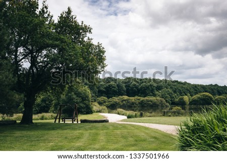 French country landscape with a cloudy and spectacular sky