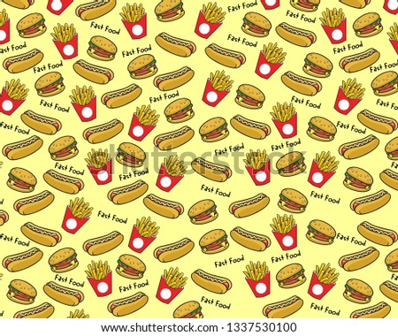 Pattern with hand drawn fast food