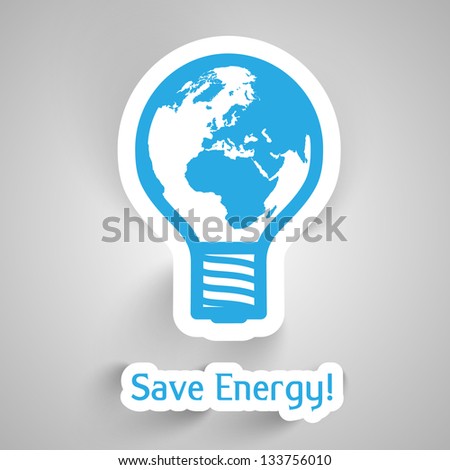 Vector bulb Earth paper illustration to save energy