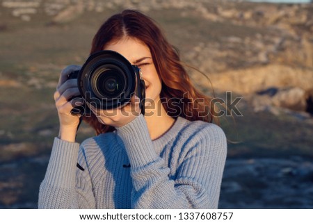 Accurately a photographer in the open air to photograph nature