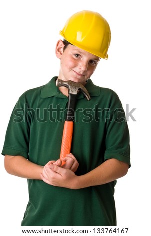 Young boy - future construction worker