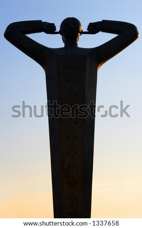 silhouette of the statue. Russia, Moscow.