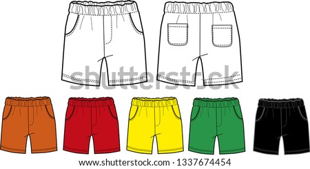set of short pants, baby boy clothes template  flat skech design