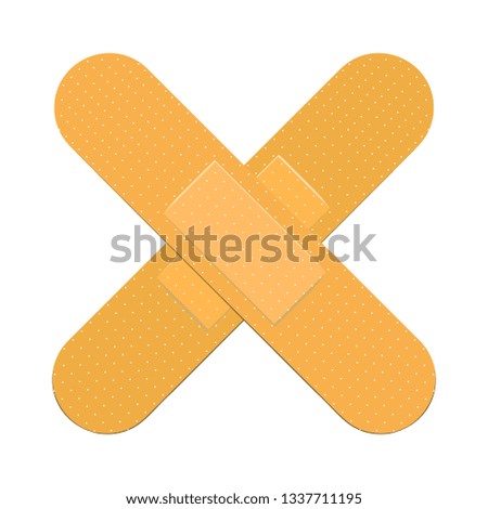 Two crossed adhesive patches flat icon. Wound, injury, accident. Plaster concept. Vector illustration can be used for topics like medicine, pharmacy, healthcare