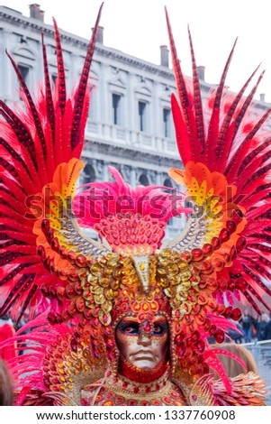 One of the incredible costumes I found in The Carnival of Venice. Royalty-Free Stock Photo #1337760908