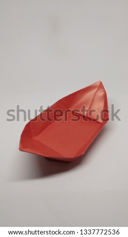 paper boat on white baclground, handmade, paper origami