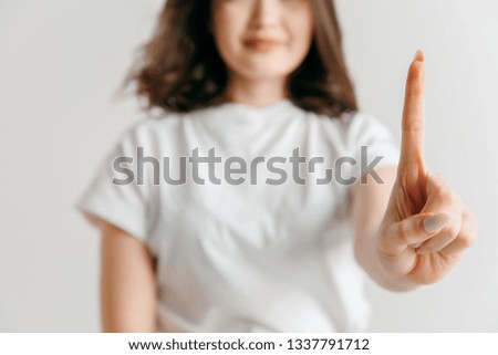 Businesswomans finger touching empty search bar, modern business background concept - can be used for insert text or pictures.