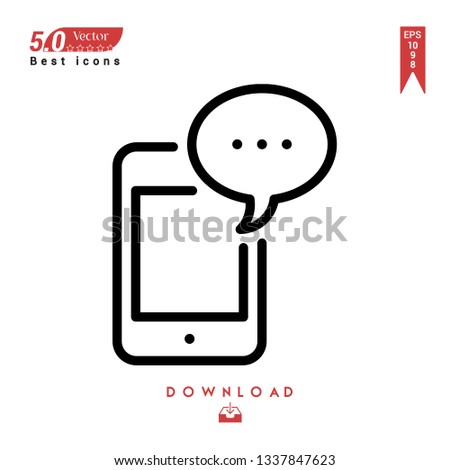 Outline ipad-with-message icon  vector isolated on white background. Graphic design, material-design, Best sellerr icons, mobile application, UI / UX design, EPS 10 format vec