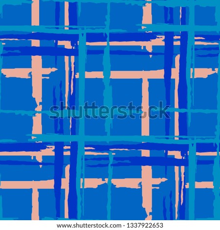 Tartan. Grunge Stripes. Abstract Texture with Horizontal and Vertical Brush Strokes. Scribbled Grunge Pattern for Print, Cloth, Fabric. Scottish Motiff. Vector Texture.