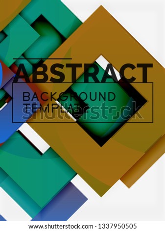 Geometric minimal abstract background with multicolored squares composition, vector