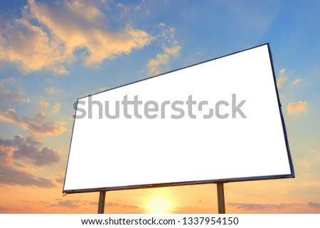 Billboard on sunset background / beautiful sky sunset time