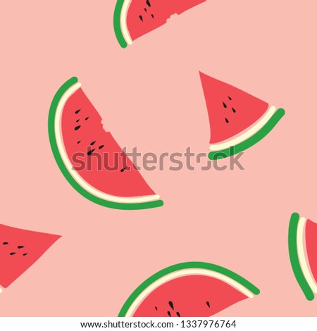 Hand drawn vector watermelon slices seamless pattern