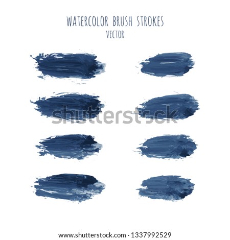 Vector black, blue grunge watercolor, ink texture set, hand painted dry brush splashes, strokes, stains, spots, blots, dividers, labels, templates, dirty shapes. Abstract acrylic monochrome background