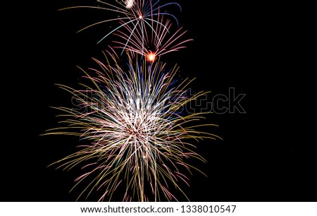 fireworks in sky magnificent  crazy colorful black background 