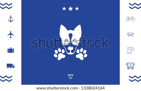 Dog, paw - logo, symbol, protect sign. Graphic elements for your design