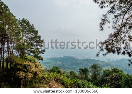 The point of view of the mountains and the town of Phetchabun at Khao Kho Royal Palace , Phetchabun in Thailand