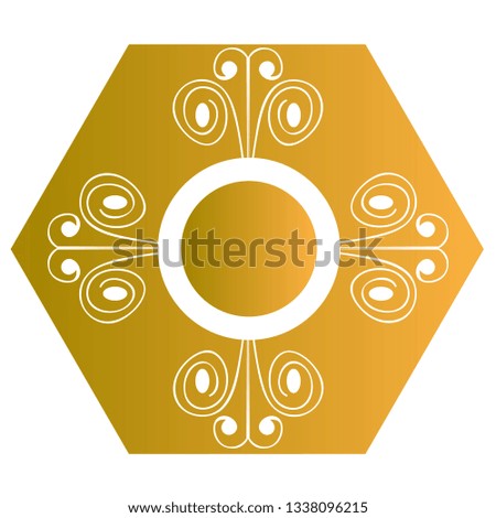 Isolated abstract flower icon in a golden button. Spa logo. Vector illustration design