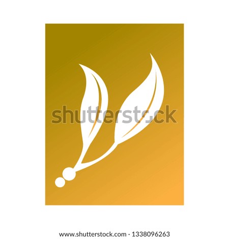 Isoalted leaves icon in a golden button. Spa logo. Vector illustration design
