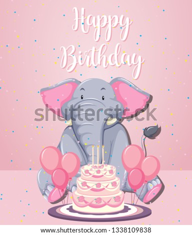 An elephant on birthday template illustration
