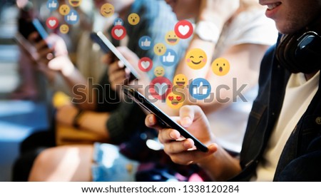 People watching video live streamings Royalty-Free Stock Photo #1338120284