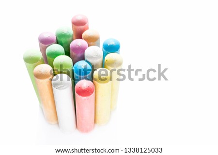 Jumbo Sidewalk Chalk, Assorted Colors, Bold Tips on White Background. Side View.