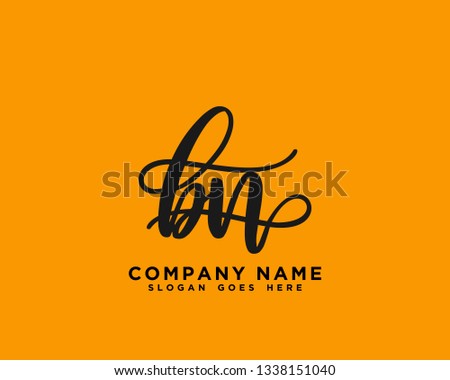 BN Initial Handwriting Logo Vector
