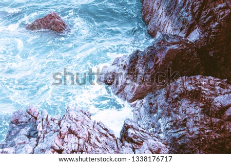 Photo about Cliffs Coast Ocean Aerial View 