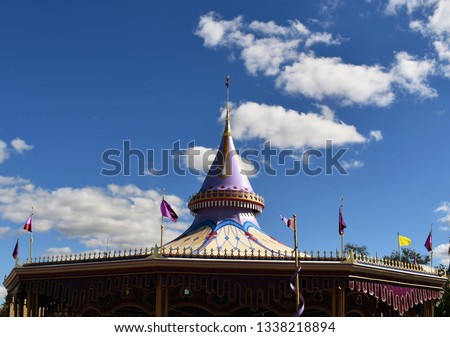 top of carousel with flags