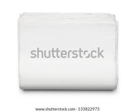 The news, stack of blank newspapers isolated on white background with copy space