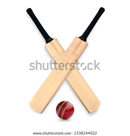 Cricket bat and ball isolated on white background. This has clipping path.