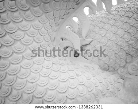 The Pattern of White Dragon Scales at Wat Huayplakang Chiang Rai in Thailand
