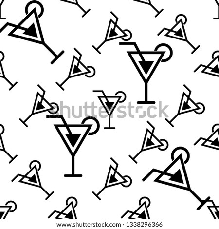 Cocktail Icon Seamless Pattern, Cocktail Vector Art Illustration