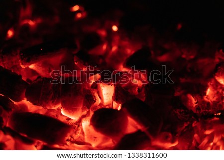 beautiful background glowing hot coals closeup. texture of burning coals.