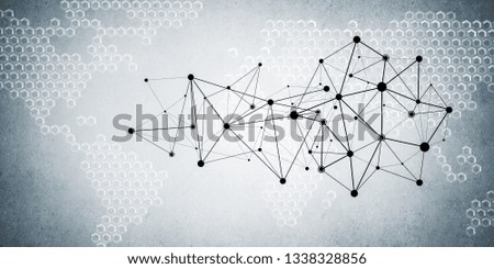 Background image with social connection and networking concept on concrete wall