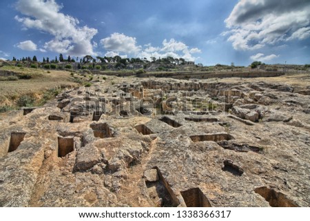 Phoenician-Punic necropolis of Tuvixeddu, Cagliari. Sardinia, Italy Royalty-Free Stock Photo #1338366317