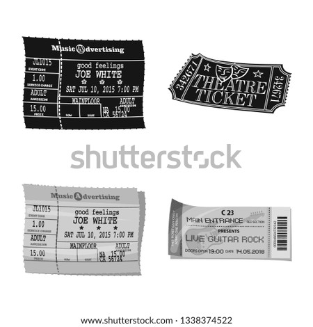 Vector design of ticket and admission symbol. Set of ticket and event stock symbol for web.
