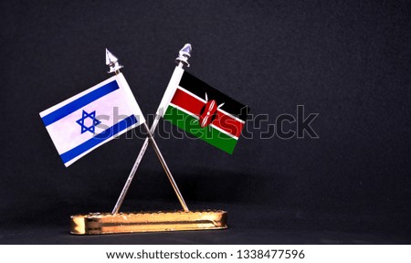 Israel and Kenya table flag with black Background