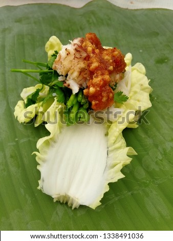 Local food pictures in Asia. Miang pla or sushi. Thailand. 