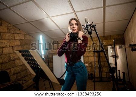girl at recording studio