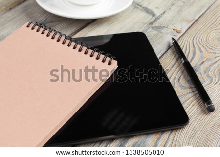 Working place, wooden table
