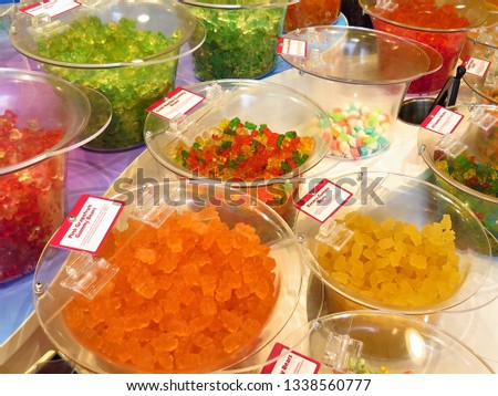 Different sweets at a candy store in downtown Rockville, Maryland