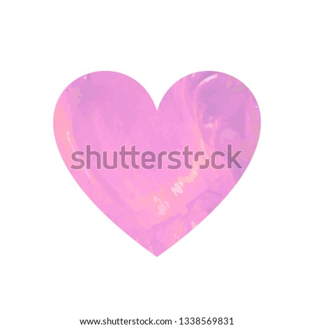 Textured Heart Isolated on White Background, Paint Stroke, Colorful Illustration.
