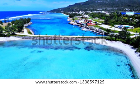 Aerial View of the West Bay on Rota, Northern Mariana Islands Royalty-Free Stock Photo #1338597125