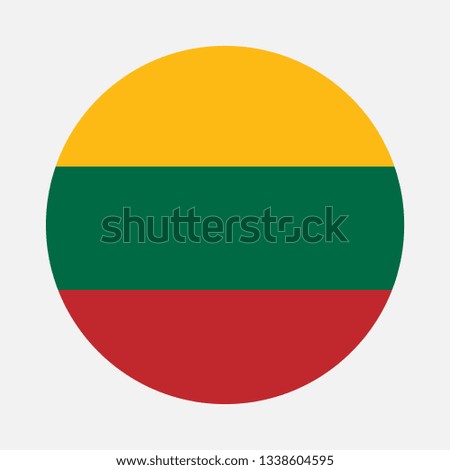 Lithuania flag circle, Vector image and icon