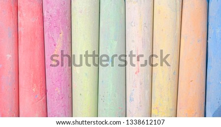 set of pastel colorful chalk crayons texture background close up. Concept of Education, arts, creativity. stationery for the artist's drawing
