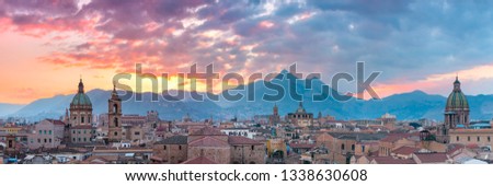 Aerial view of Palermo at sunset, Sicily, Italy Royalty-Free Stock Photo #1338630608