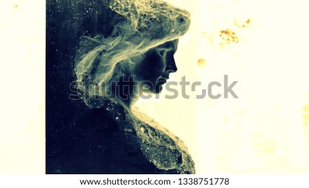 edited photographs of a girl's sculpture